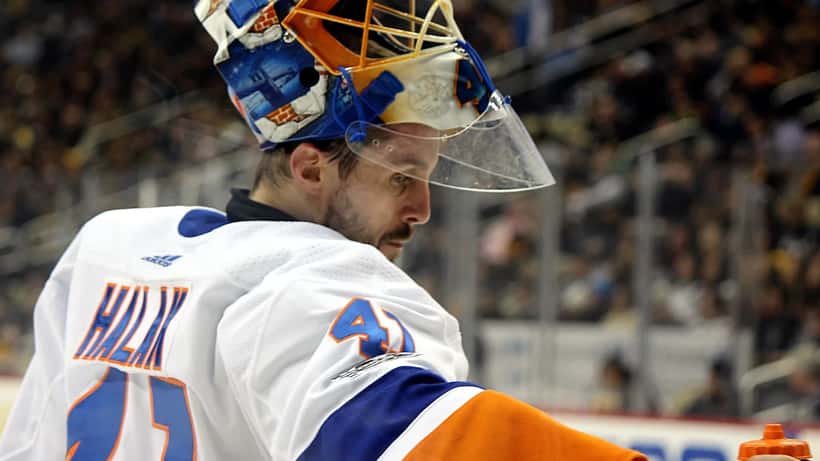 Jaroslav Halak in goaltender gear during NHL game