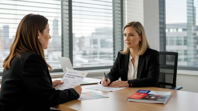 A woman consulting a solicitor about concert ticket rights under UK consumer law