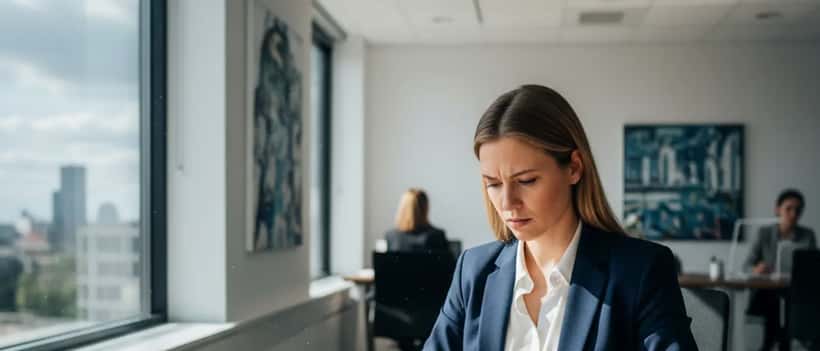 Fachmann prüft einen Arbeitsvertrag an einem modernen Büroschreibtisch