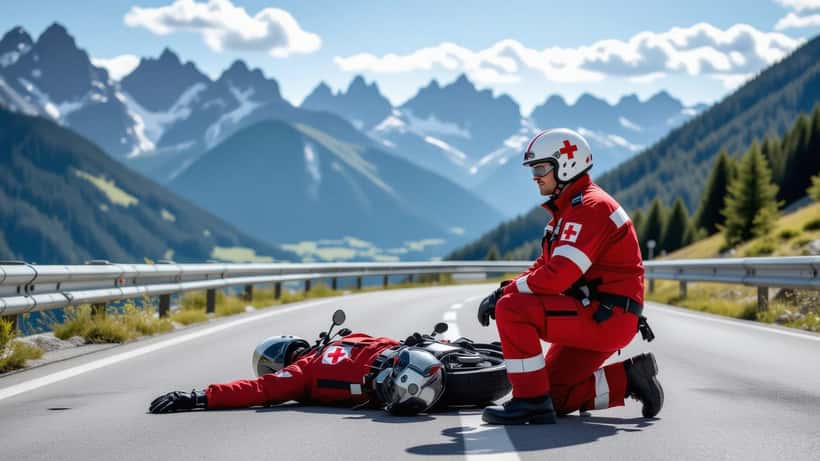 Rettungskräfte nach Motorradunfall auf der B320 bei Schladming, Österreich
