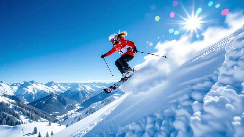 Eileen Gu a competir em freestyle skiing nos Jogos Olímpicos de Inverno Milão-Cortina 2026