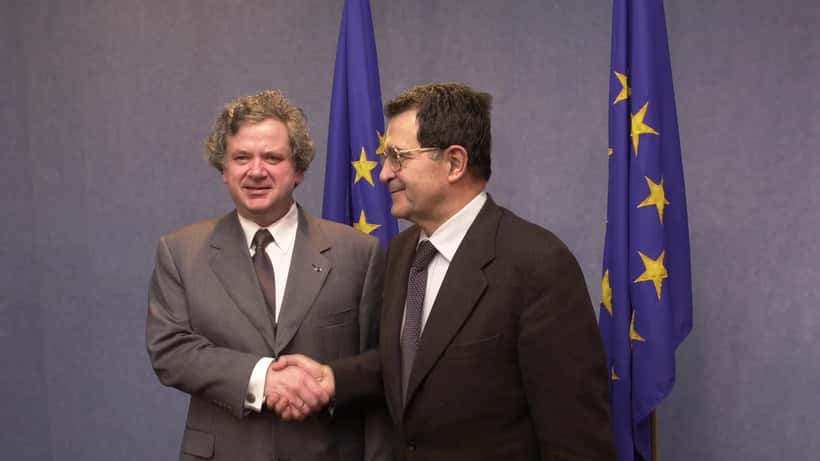 Davíð Oddsson, fyrrverandi forsætisráðherra Íslands, á fundi með Romano Prodi árið 2001