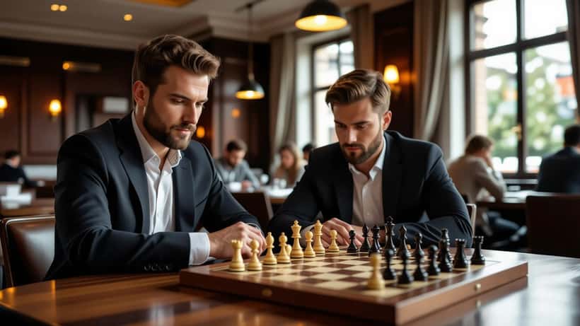 Magnus Carlsen concentrado em torneio de xadrez profissional em 2026