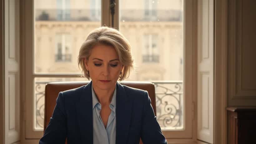 Conseillère en gestion de patrimoine analysant le dividende TotalEnergies 2026 dans un bureau parisien