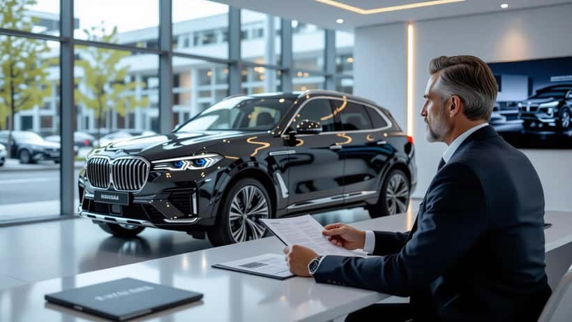 Bentley Torcal electric SUV at 2026 London reveal, financial adviser examining the car