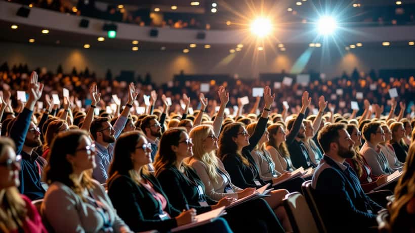 Thousands of Life Surge 2026 attendees at Portland convention center during faith and finance event