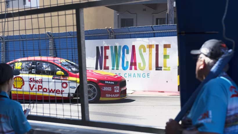 Supercars racing on a street circuit in Australia