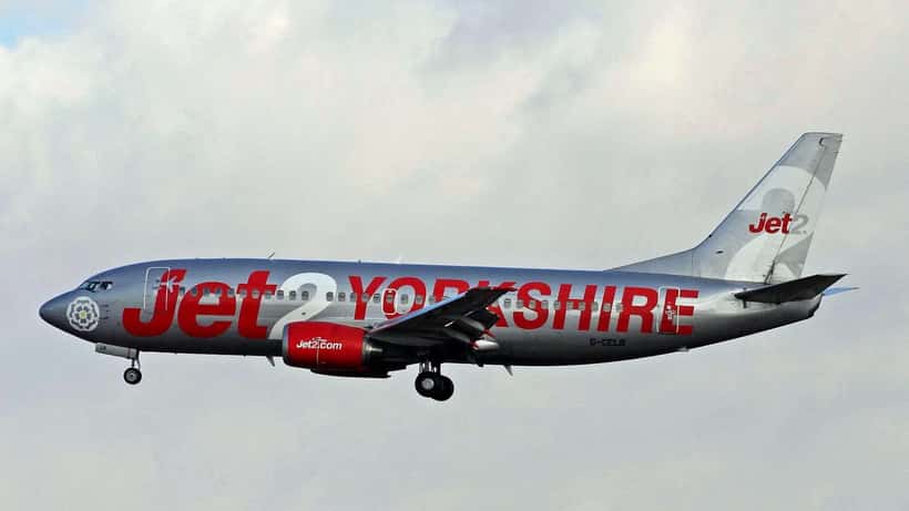 Jet2 Boeing 737 aircraft on the runway at Manchester Airport