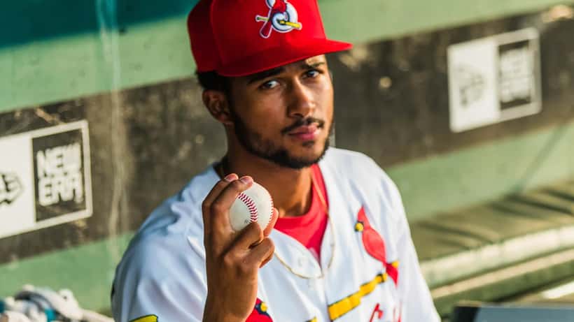 Sandy Alcántara pitching on the mound, demonstrating his throwing mechanics