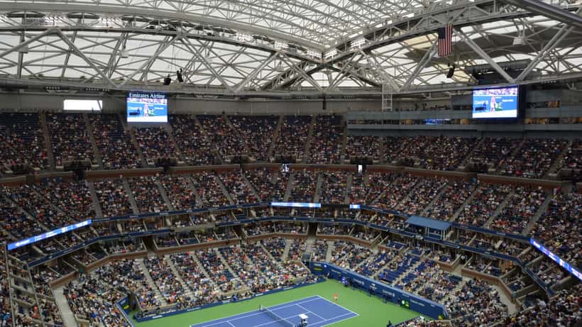 Arthur Ashe Stadium with the retractable roof closed, USTA Billie Jean King National Tennis Center, Flushing Meadows, New York