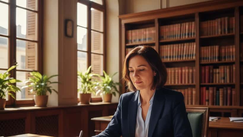 Conseillère en gestion de patrimoine dans un bureau bordelais examinant des documents financiers après un gain de loterie