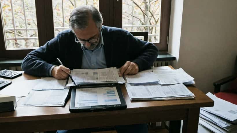 Contribuente italiano che controlla il modello 730 precompilato 2026 sul computer