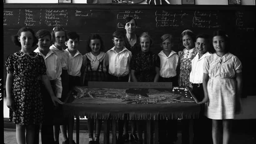 Ontario school classroom showing students and teacher, Hastings County Archives 1938-1939