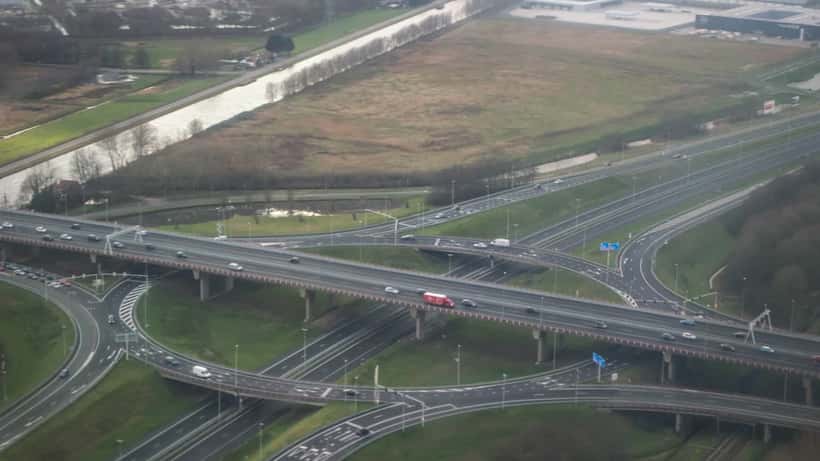 Knooppunt Rottepolderplein bij de A9 in Noord-Holland gezien vanuit de lucht