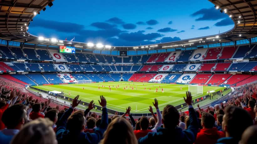 France vs Spain 2026 football rivalry match in a packed stadium with national colours