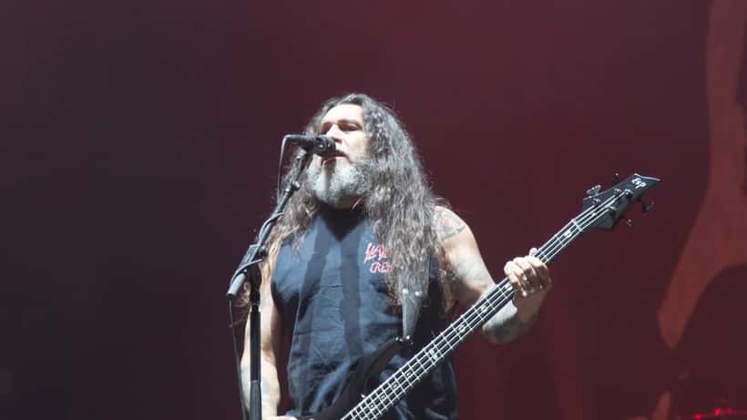 Tom Araya von Slayer auf der Bühne beim Nova Rock Festival 2014 in Nickelsdorf, Österreich