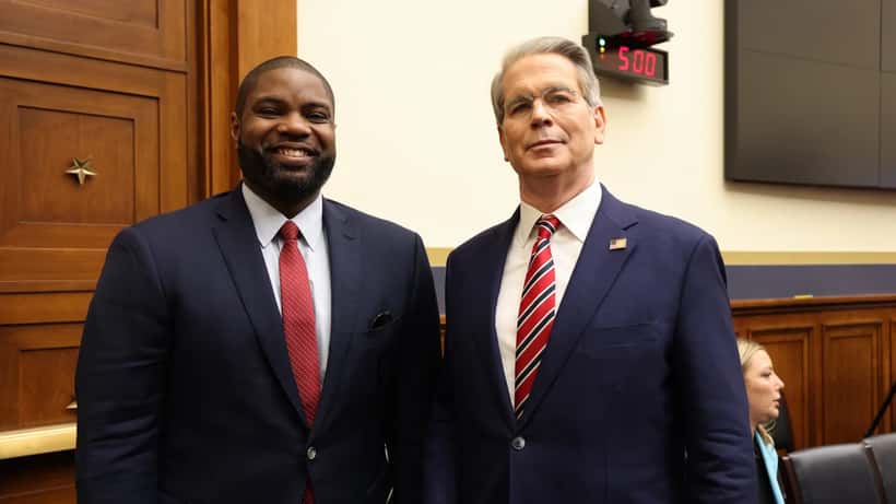 Treasury Secretary Scott Bessent with Congressman Byron Donalds discussing economic policy