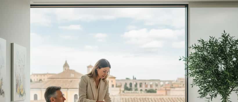 Avvocatessa italiana che esamina documenti legali in studio professionale, consulenza diritti vittime di abusi
