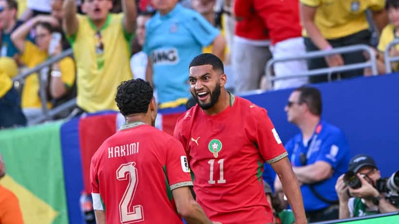 Ismael Saibari en Achraf Hakimi in actie op het WK 2026