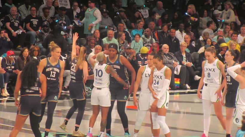 WNBA Finals 2024 basketball action on court New York Liberty Minnesota Lynx