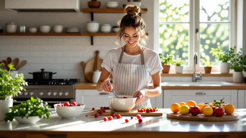 Person backt einfache Sommerrezepte in moderner Küche 2026