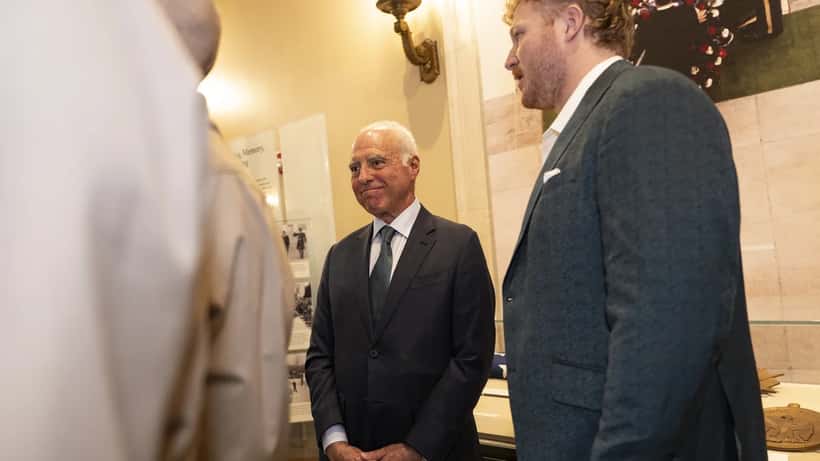 Cam Jurgens and Jeffrey Lurie at Arlington National Cemetery, April 2025