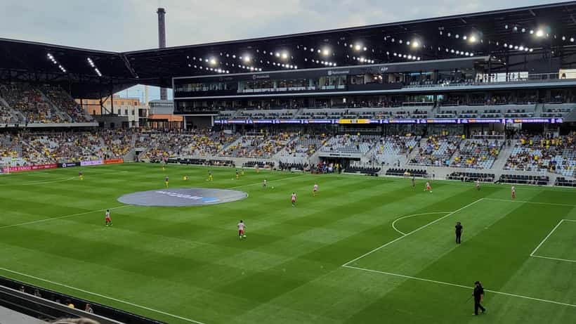 Interior of Columbus Crew's Lower.com Field stadium packed with soccer fans