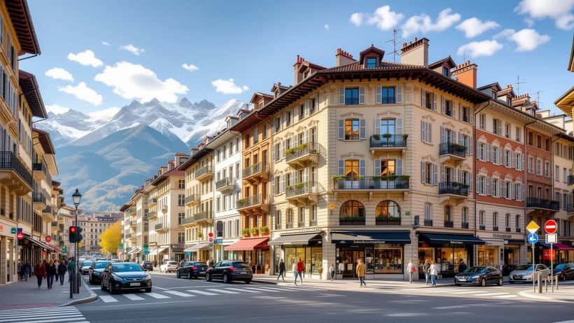 Vue panoramique de Lyon avec les Alpes en arrière-plan, illustration investissement immobilier Auvergne-Rhône-Alpes 2026