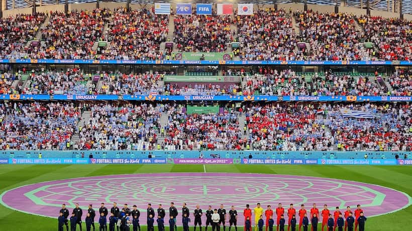 Uruguayanske fotballspillere i aksjon under FIFA VM 2026 gruppe H kamp mot Kap Verde i Miami
