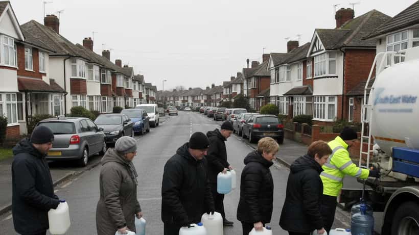 Tunbridge Wells residents collecting bottled water during South East Water supply outage