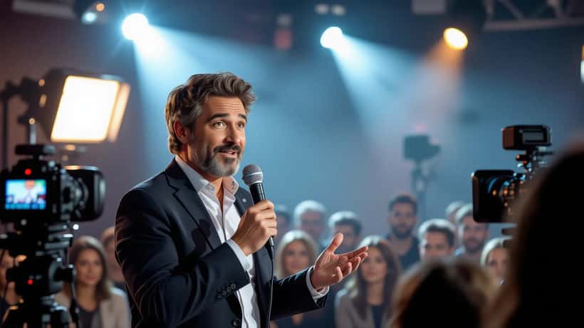Studio televisivo italiano durante uno show comico