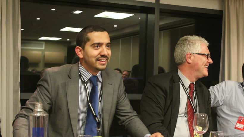Mehdi Hasan speaks at a Policy Exchange event in London, founder of Zeteo UK media platform