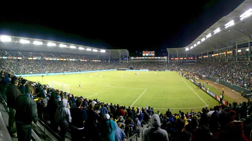 MLS soccer match at packed stadium showing players during Major League Soccer Western Conference Finals