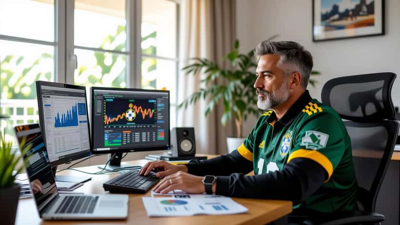Torcedor-investidor do CRB analisando dados financeiros sobre SAF no Série B 2026