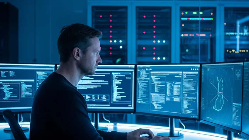 IT-tietoturva-asiantuntija analysoi verkkoliikennettä ja drooniradareja Helsingissä