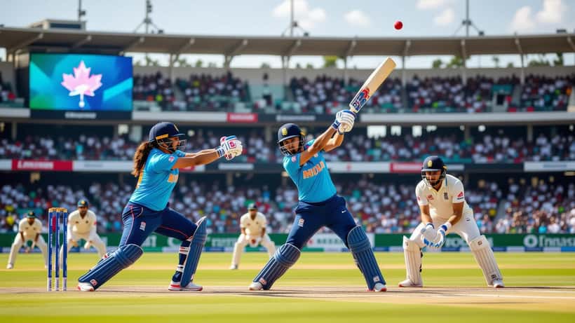 Joueuses de cricket Inde contre Angleterre en action lors d'un match féminin 2026