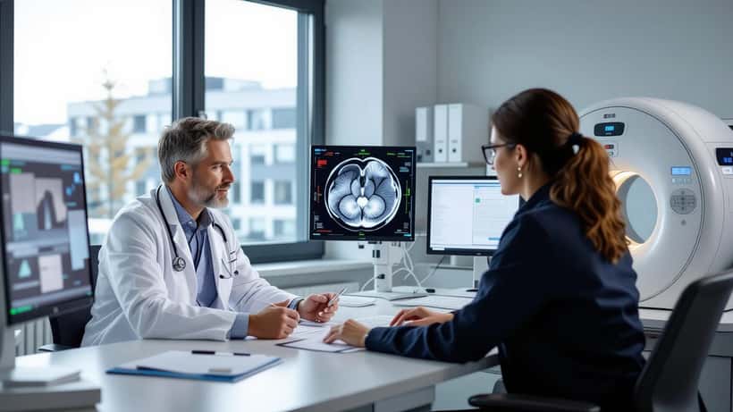 Lege og pasient i konsultasjon om sjelden kreftdiagnose i Norge