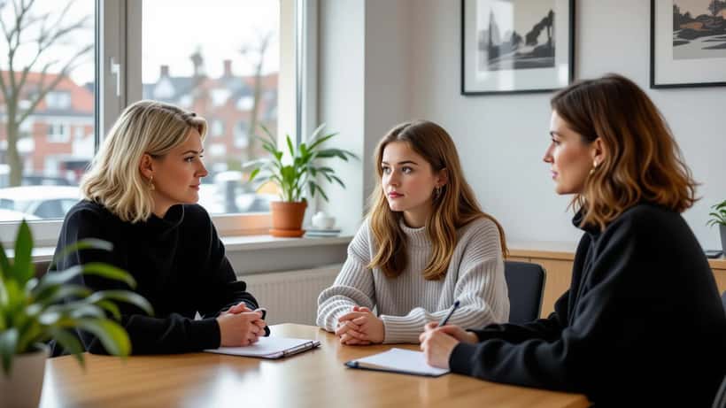 Mor och tonåring i psykologkonsultation