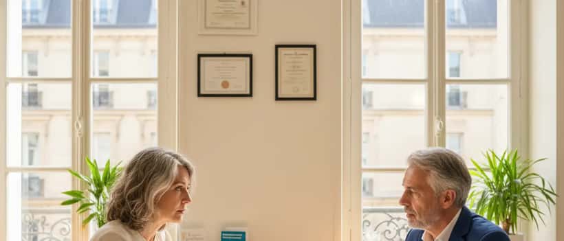 Médecin gériatre en consultation avec une patiente senior à Paris
