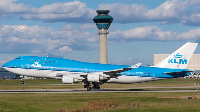 KLM Boeing 747 vliegtuig op Schiphol luchthaven