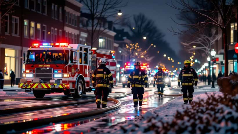 Nederlandse hulpdiensten brandweer en politie tijdens nachtelijke inzet