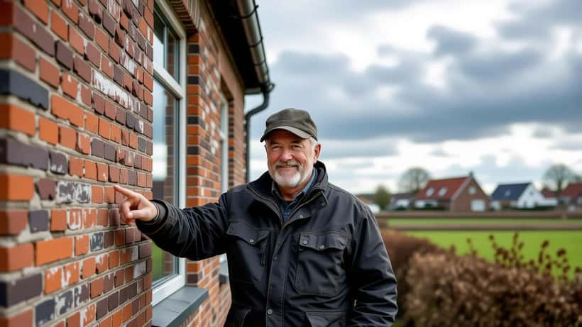 Scheurvorming in een bakstenen woning in Groningen als gevolg van aardbevingen