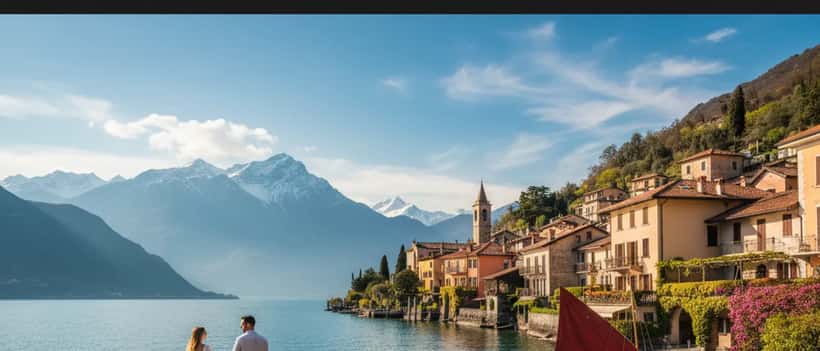 Villaggio italiano sul Lago di Lugano circondato da territorio svizzero