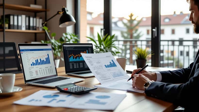 Conseiller en gestion de patrimoine analysant la structure d'un salaire à forte part variable