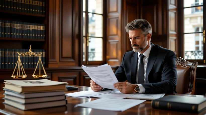 Avocat français examinant un dossier de plainte pénale avec constitution de partie civile à Paris