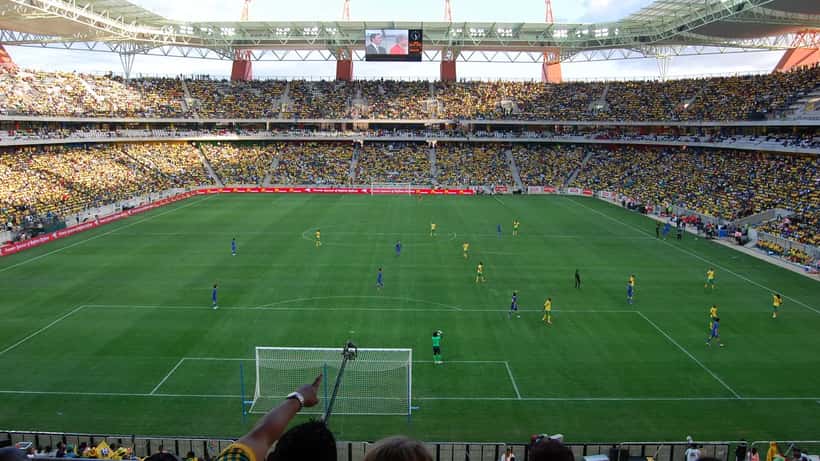 Joueurs des Bafana Bafana au Mbombela Stadium lors d'un match de football international