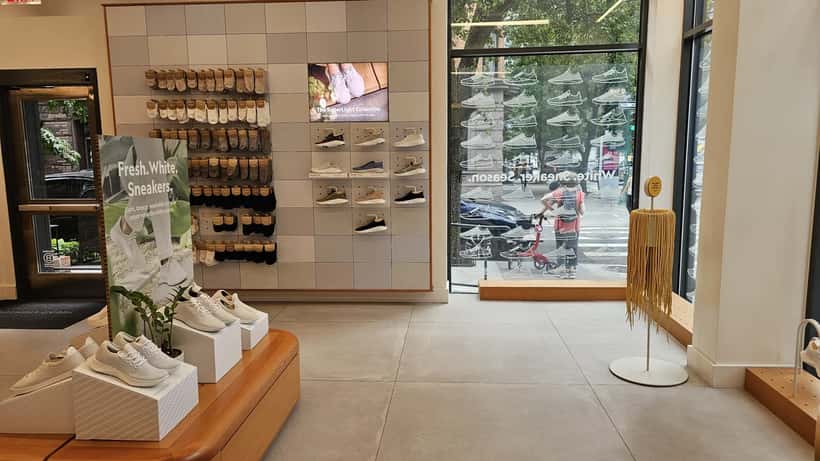 Inside an Allbirds shoe store before it closed