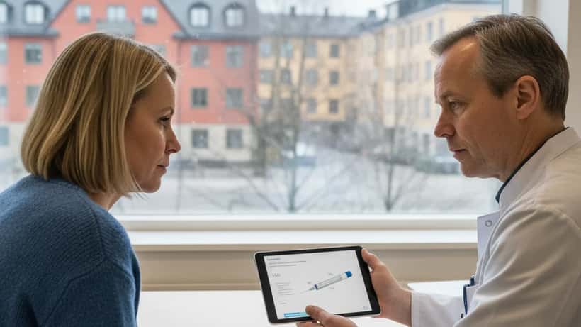 Kvinna i Stockholm diskuterar Mounjaro-behandling med sin läkare