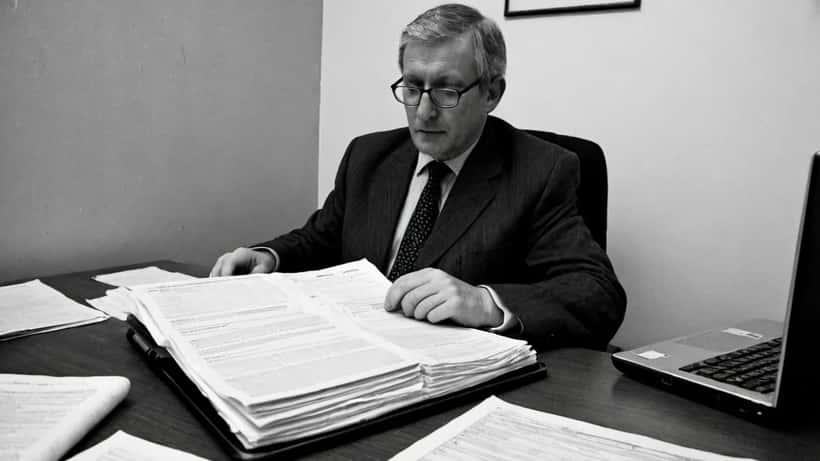 UK solicitor reviewing Russia sanctions compliance documents at a London law office