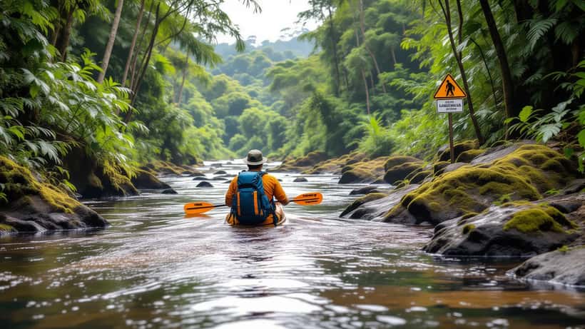 Trilha ecoturística com travessia de rio em Paraná — responsabilidade civil no turismo de aventura